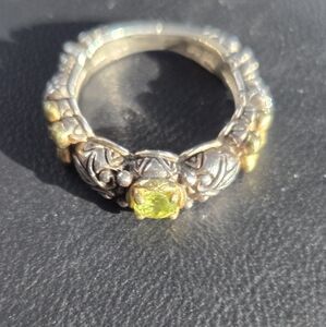 Barbara Bixby High End Peridot and Diamond Ring Sterling silver and 18K